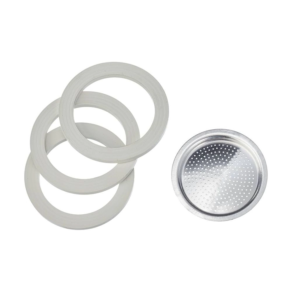 BIALETTI - CJ 3 BORRACHAS + 1 FILTRO P/ CAF MOKA 1 XÍCARA - PRAT 8 - C6