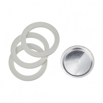 BIALETTI - CJ 3 BORRACHAS + 1 FILTRO P/ CAF MOKA 1 XÍCARA - PRAT 8 - C6