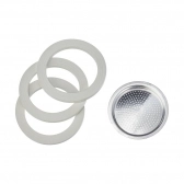 BIALETTI - CJ 3 BORRACHAS + 1 FILTRO P/ CAF MOKA 1 XÍCARA - PRAT 8 - C6